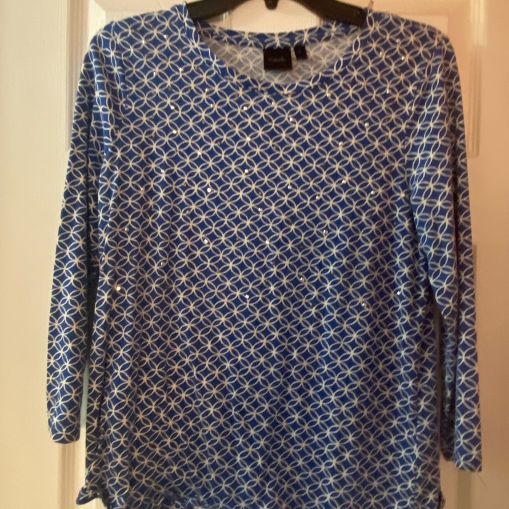 Blue Geometric Pattern Women's Top
